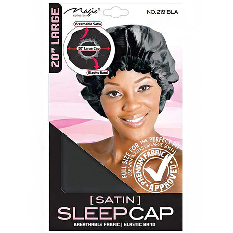Magic Collection #2191BLA 20\" Large Satin Sleep Cap Black