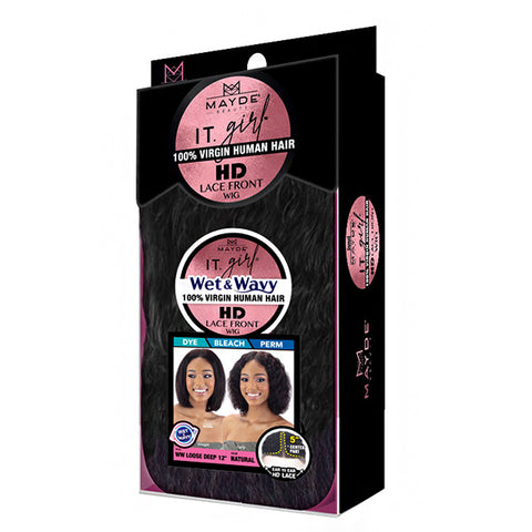 Mayde Beauty IT Girl Human Hair Wet & Wavy HD Lace Wig LOOSE DEEP 12
