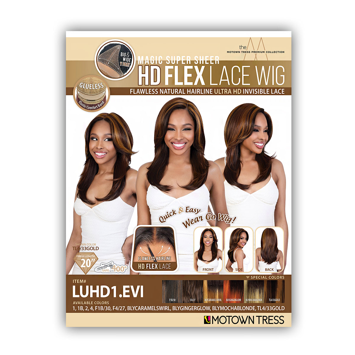 Motown Tress Synthetic Hair Glueless HD Lace Wig - LUHD1 EVI
