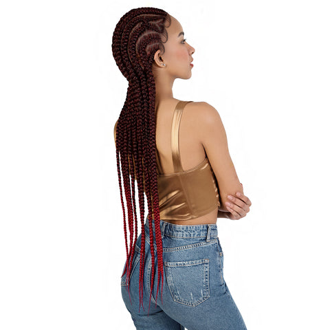 Motown Tress Synthetic Hair Glueless HD Whole Hand Tied Braid Lace Wig - WLB HEART 2
