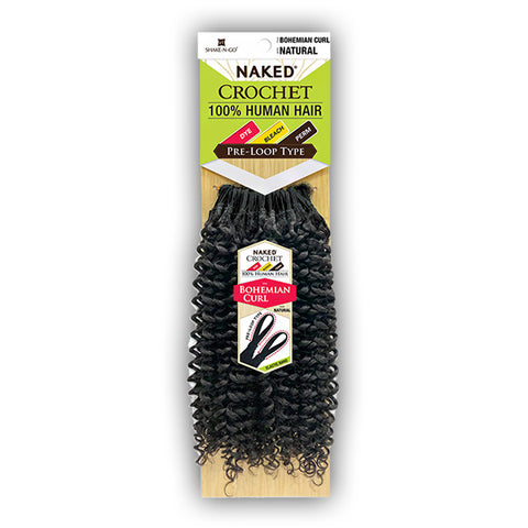 Naked 100% Human Hair Crochet Braid - PRE LOOP TYPE BOHEMIAN CURL 18