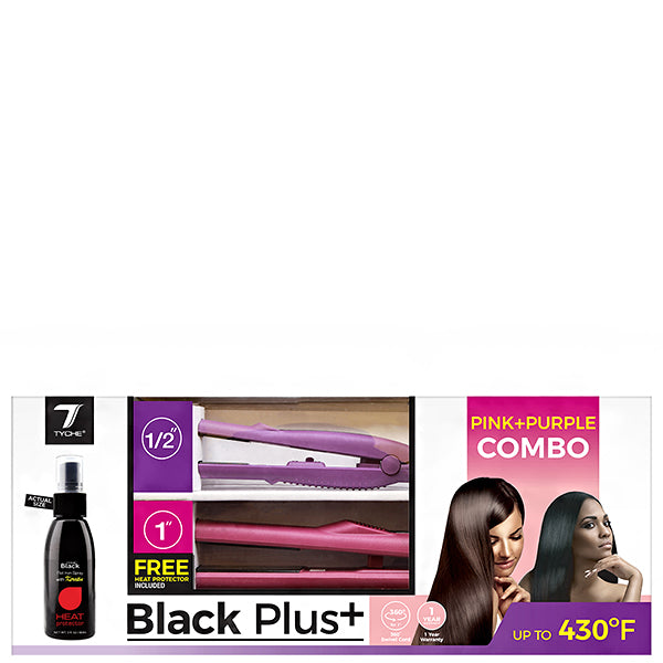 Nicka K New York Balck Plus+ Combo Flat Iron 1\/2\"+1\" w Heat Protector
