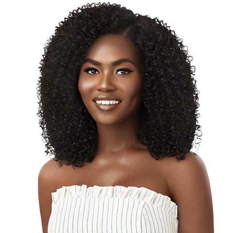 Outre Big Beautiful Human Blend U Part Cap Leave Out Wig AFRO CURLS 16