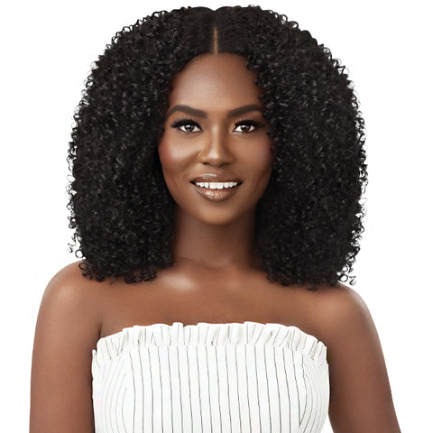 Outre Big Beautiful Human Blend U Part Cap Leave Out Wig AFRO CURLS 16