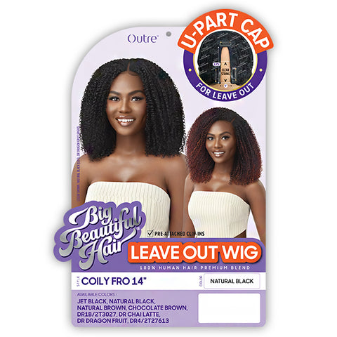 Outre Human Hair Premium Blend U Part Cap Leave Out Wig - COILY FRO 14