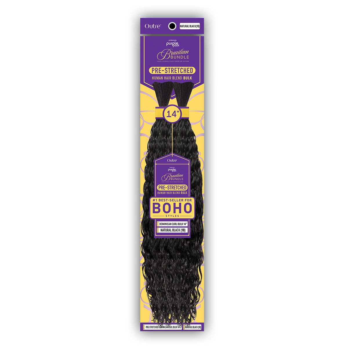 Outre Purple Pack Brazilian Bundle Human Hair Blend Pre Stretched Braid - DOMINICAN CURL BULK 14