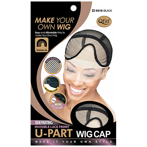 Qfitt #5016 Side Parting Invisible Lace Front U-Part Wig Cap