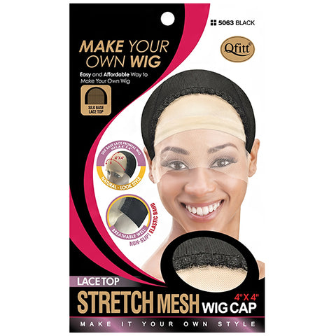 Qfitt #5063 Lace Top Stretch Mesh Wig Cap 4\"X4\"