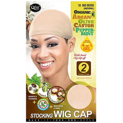 Qfitt Organic Argan + Olive Oil & Shea Butter Stocking Wig Cap