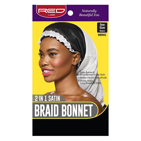 Red by Kiss 2 in 1 Satin Braid Bonnet One Size Black&Whte HBR02