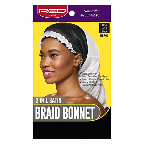 Red by Kiss 2 in 1 Satin Braid Bonnet One Size Black&Whte HBR02