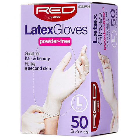 Red By Kiss 50GLPF03 Latex Gloves Powder Free - Large 50ct