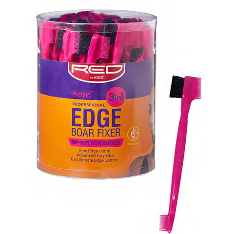 Red by Kiss Edge 3in1 Brush Fine Edge Combs Bucket #BSH28J(HH72J)