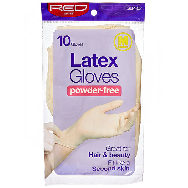 Red By Kiss GLPF02 Latex Gloves Powder Free - Medium 10ct