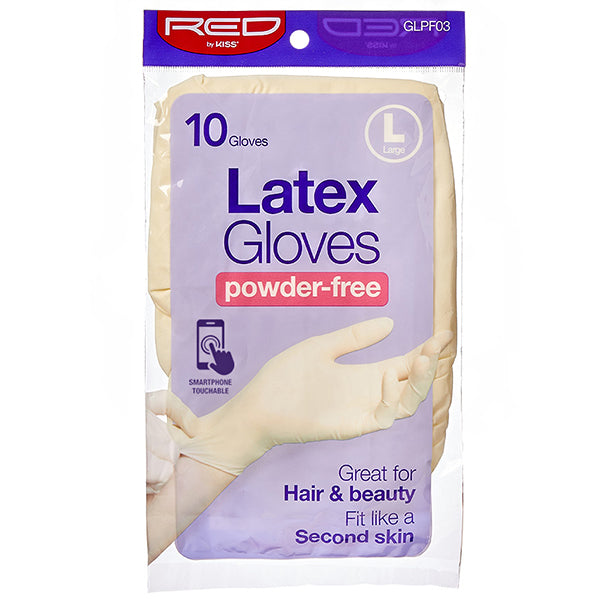 Red By Kiss GLPF03 Latex Gloves Powder Free - Large 10ct