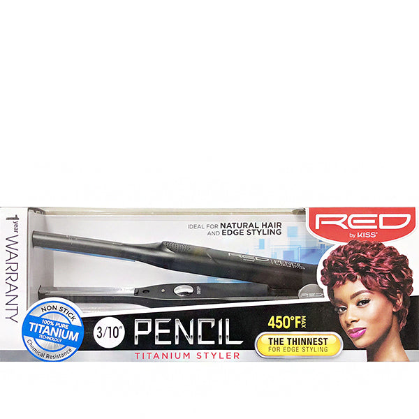 Red by Kiss Pencil Titanium Styler Flat Iron 3\/10 inch FITS030