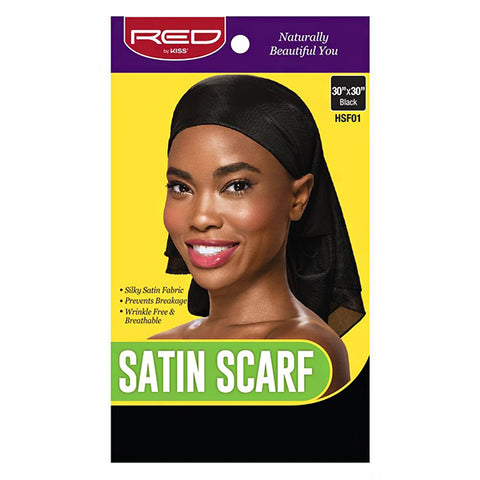 Red by Kiss Satin Scarf 30x30 Black HSF01`