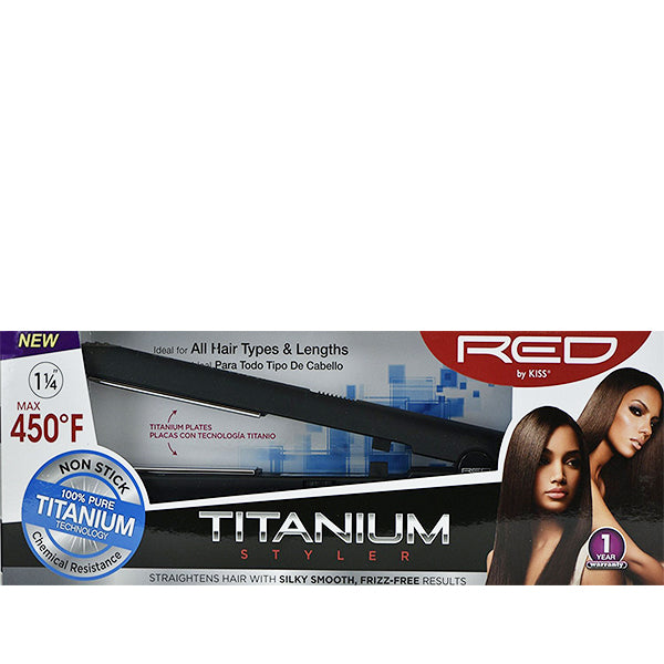 Red by Kiss Titanium Styler Flat Iron 1 1\/4 Inch FITS125