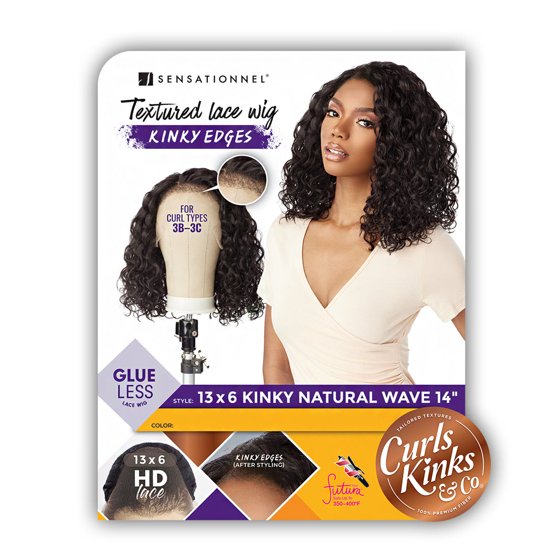 Sensationnel Curls Kinks & Co Synthetic Hair 13x6 Glueless HD Lace Wig - KINKY NATURAL WAVE 14