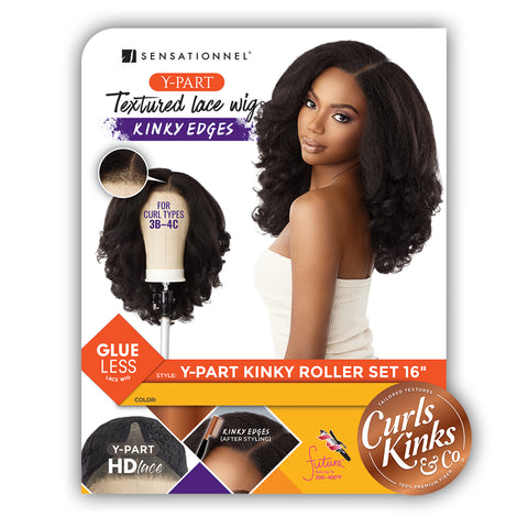Sensationnel Curls Kinks & Co Synthetic Hair Glueless HD Lace Wig - Y PART KINKY ROLLER SET 16