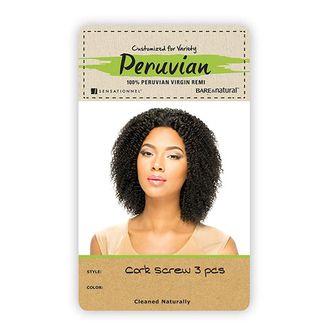 Sensationnel Peruvian Virgin Hair Bare & Natural CORK SCREW 10S 3PCS