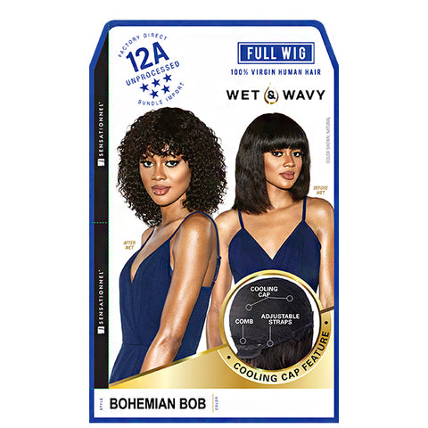 Sensationnel Virgin Human Hair 12A Wet & Wavy Full Wig - BOHEMIAN BOB