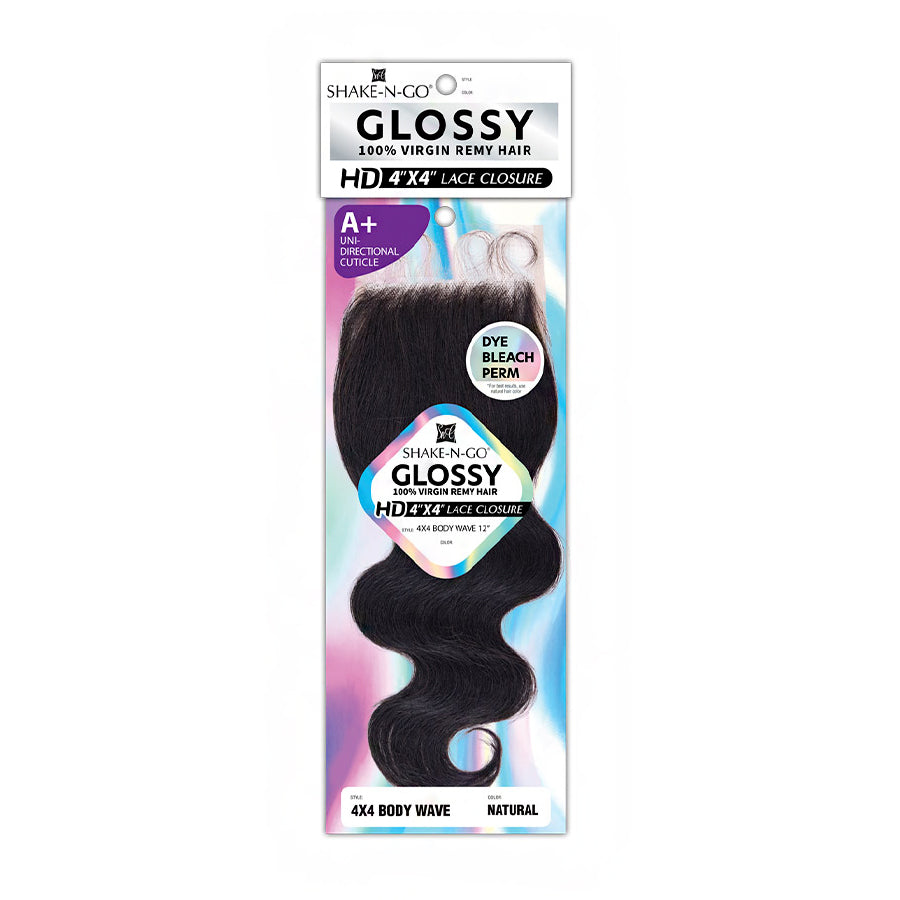 Shake N Go Glossy 100% Virgin Remy Human Hair 4x4 HD Lace Closure - BODY WAVE 16