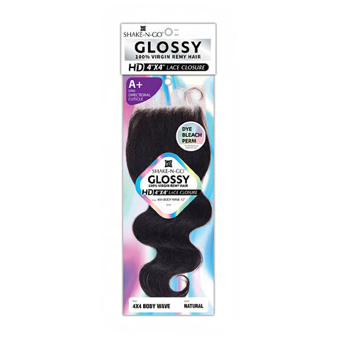 Shake N Go Glossy 100% Virgin Remy Human Hair 4x4 HD Lace Closure - BODY WAVE 16