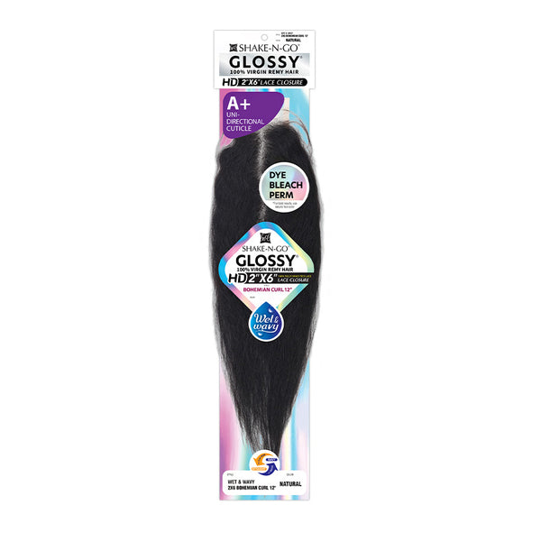 Shake N Go Glossy 2x6 Lace Closure WET & WAVY BOHEMIAN CURL 12 ...