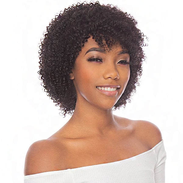 The Wig Black Pink Pure Virgin Remy Human Hair Wig - HHBW.SHORT CURL