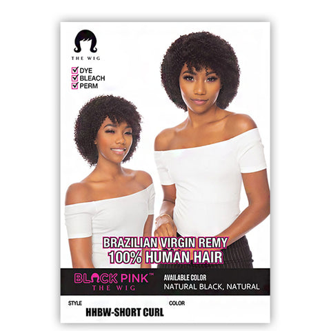 The Wig Black Pink Pure Virgin Remy Human Hair Wig - HHBW.SHORT CURL