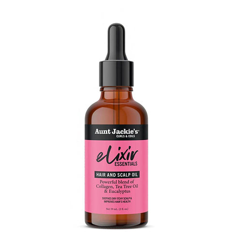 Aunt Jackie's Elixir Essentials Hair & Scalp Oil 2oz - Collagen Tea Tree Oil & Eucalyptus