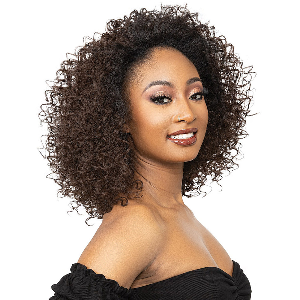 Janet Collection Remy illusion Human Hair Blend Half Wig - DOHA