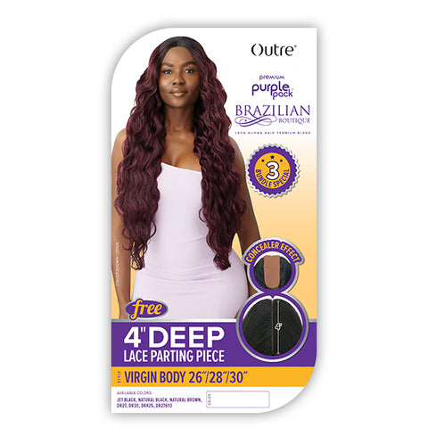 Outre Purple Pack Brazilian Boutique Human Hair Blend Weaving - VIRGIN BODY 4PCS (26\/28\/30 + 4 inch lace closure)
