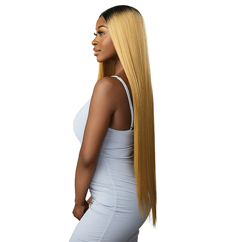 Outre Purple Pack Brazilian Boutique Human Hair Blend Weaving - VIRGIN SLEEK PRESSED 4PCS (26\/28\/30 + 4 inch lace closure)