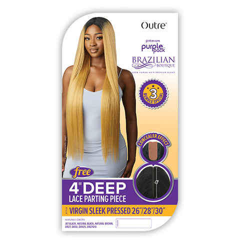Outre Purple Pack Brazilian Boutique Human Hair Blend Weaving - VIRGIN SLEEK PRESSED 4PCS (26\/28\/30 + 4 inch lace closure)