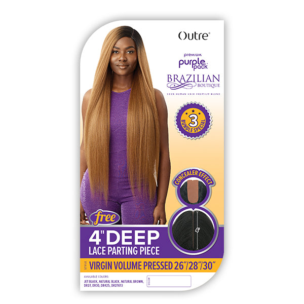 Outre Purple Pack Brazilian Boutique Human Hair Blend Weaving - VIRGIN VOLUME PRESSED 4PCS (26\/28\/30 + 4 inch lace closure)