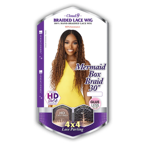 Sensationnel Cloud 9 Synthetic 4x4 Lace Parting 100% Hand Braided Glueless HD Lace Wig - MERMAID BOX BRAID 30